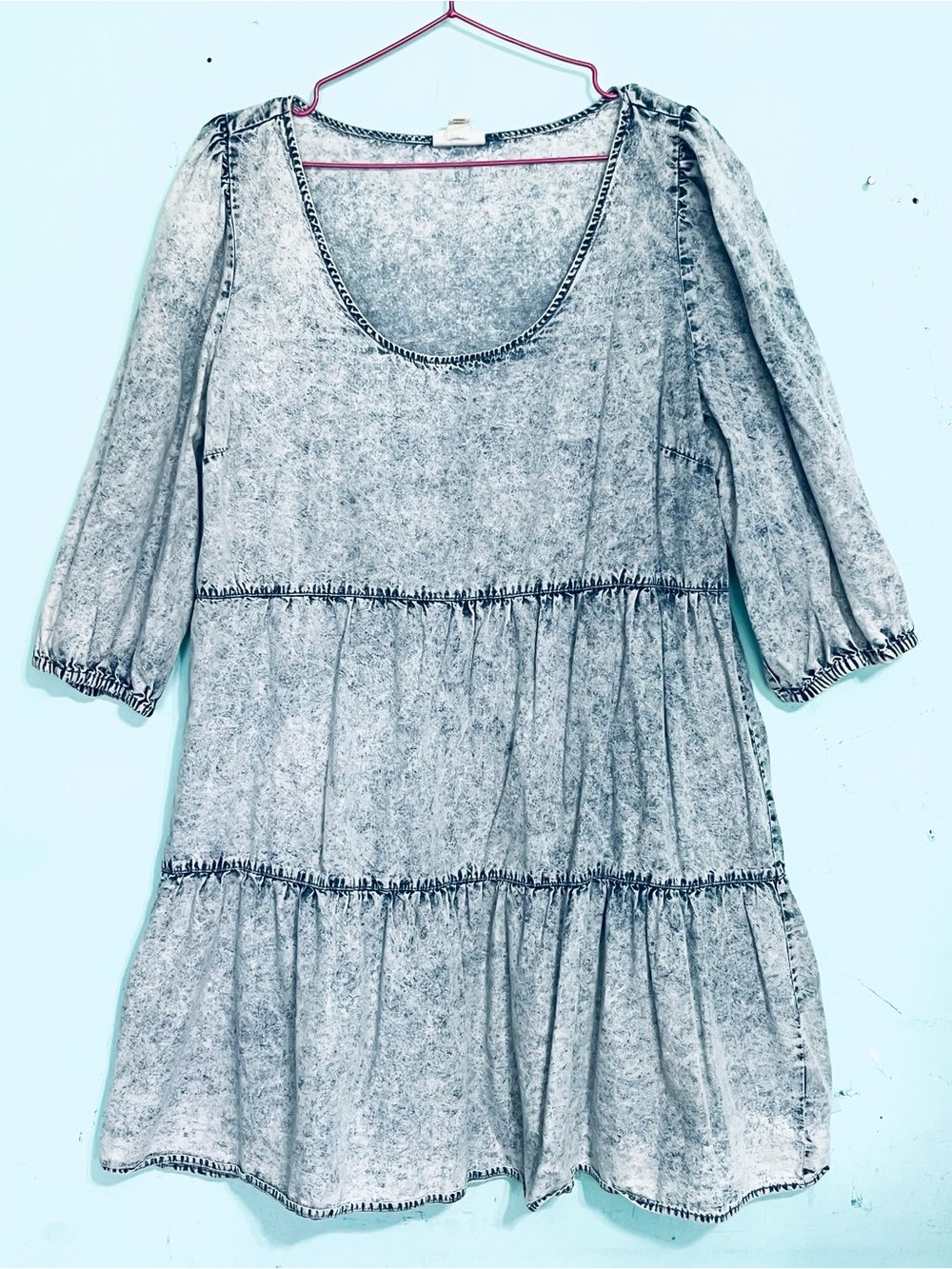 a.n.a Light Blue Acid Wash Denim Dress SZ L